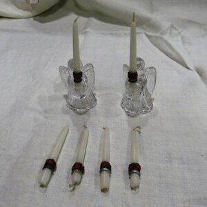 Biedermann Vintage Clear Glass Angel Candleholders - Set of 2